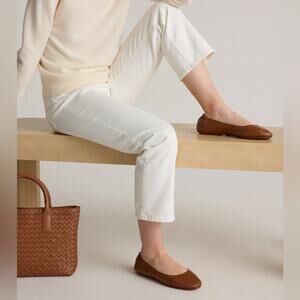 Quince Italian Leather On The Go Ballet Flats Cognac Brown Womens 7 New in Box